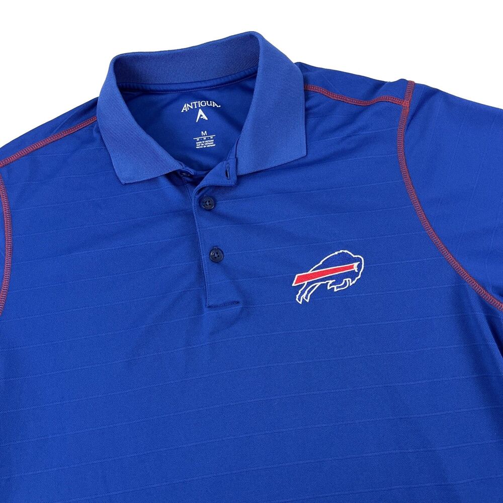 Mens Antigua Buffalo Bills Short Sleeve Polo Shirt Size Medium Blue